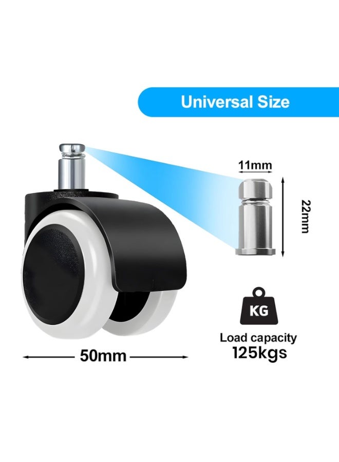 Office Chair Wheels Set of 5 – 60mm Heavy Duty Ring Stem Casters – Smooth & Easy-to-Use Wheels for Multi-Surface Floors - Image 3